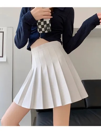 Elegante De Falda Tableada Con Short