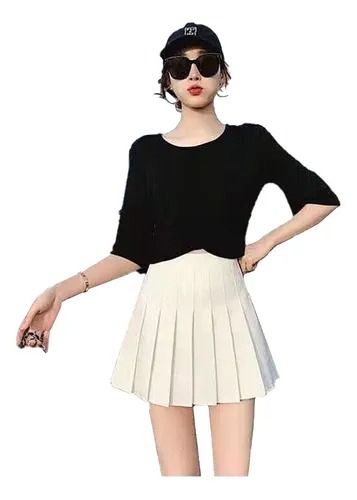 Elegante De Falda Tableada Con Short