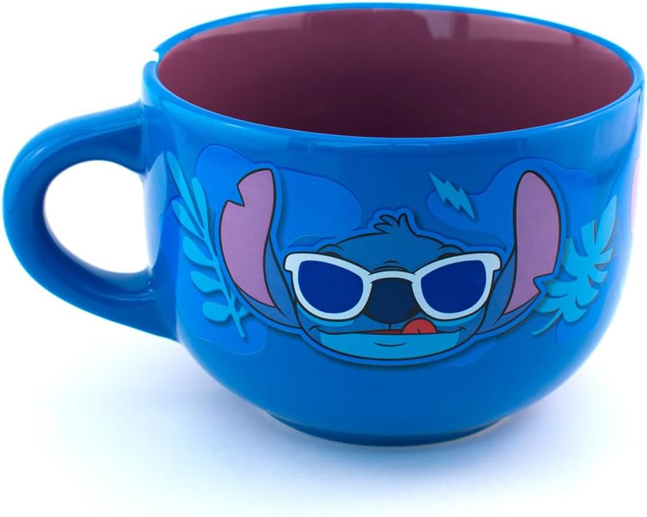 Taza Jumbo Stitch Tazon para cereal tarro de ceramica capacidad 820 ml
