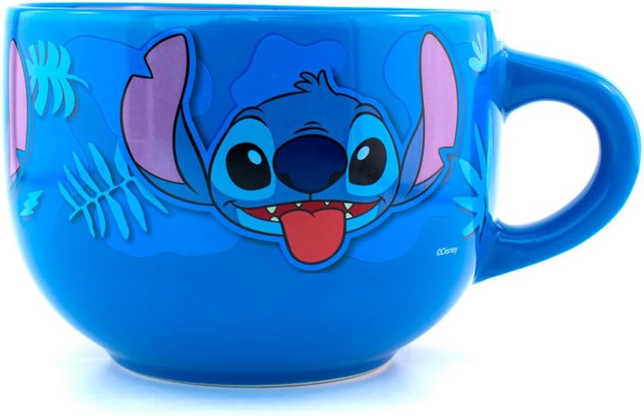 Taza Jumbo Stitch Tazon para cereal tarro de ceramica capacidad 820 ml