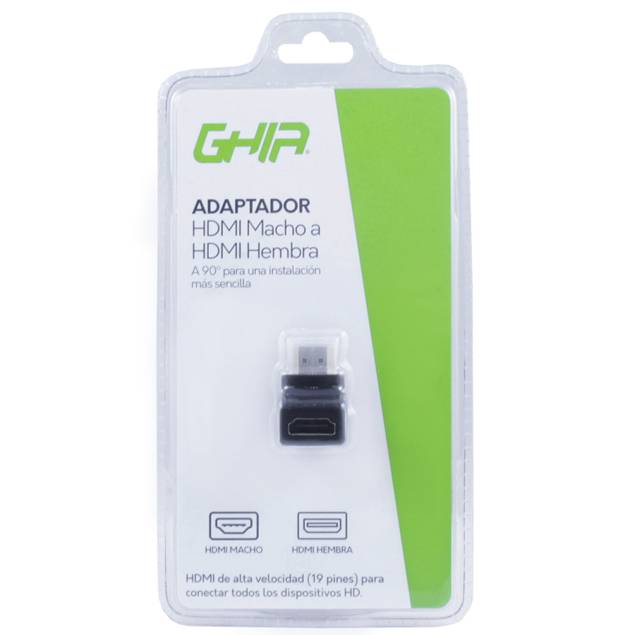 ADAPTADOR CODO HDMI MACHO HEMBRA ANGULO 90 GRADOS VIDEO PANTALLA CABLE ADAP-6 VELOCIDAD TV MONITOR