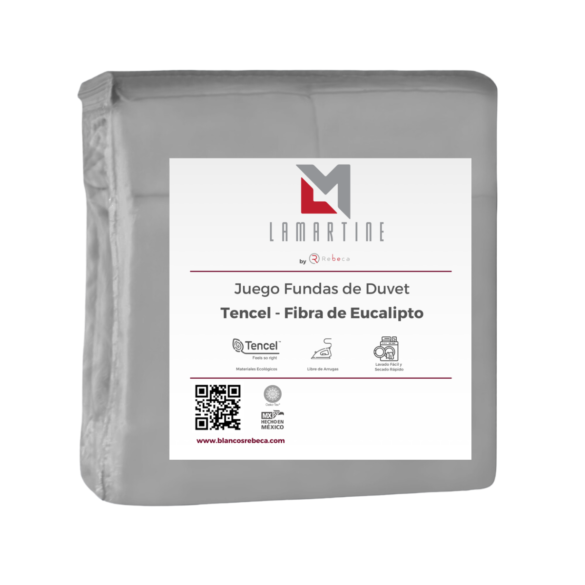 Fundas para Duvet Tencel -Fibra de Eucalipto -Micro-Lyocell  -Tamaño Matri/Queen -Color Gris