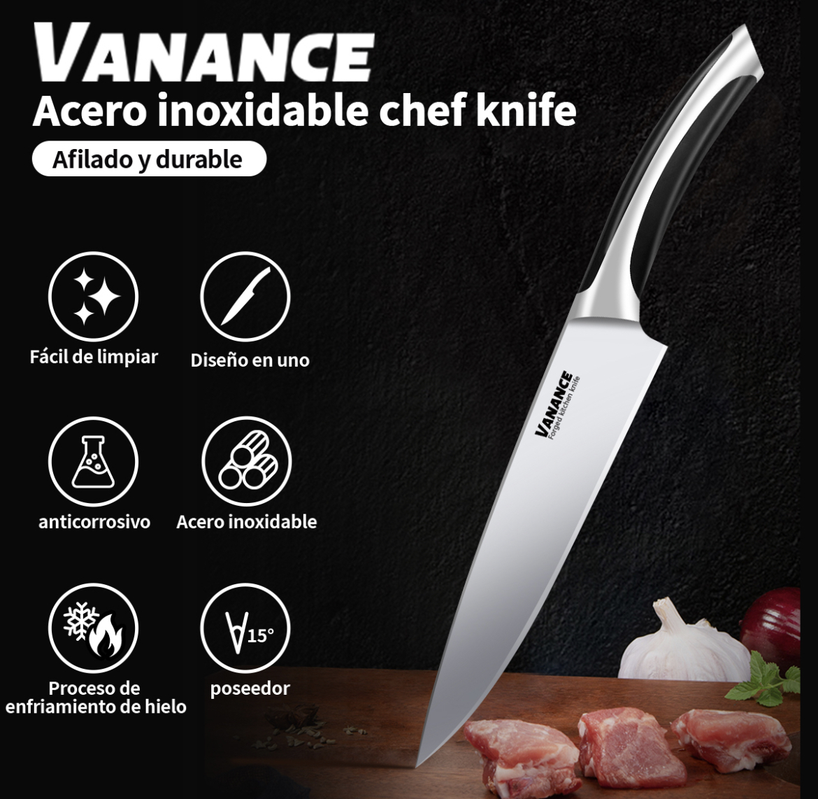 Cuchillo Chef De Cocina Acero Inoxidable VAN02517 Alto Profesional Cuchillos De Cocina 8 Inch