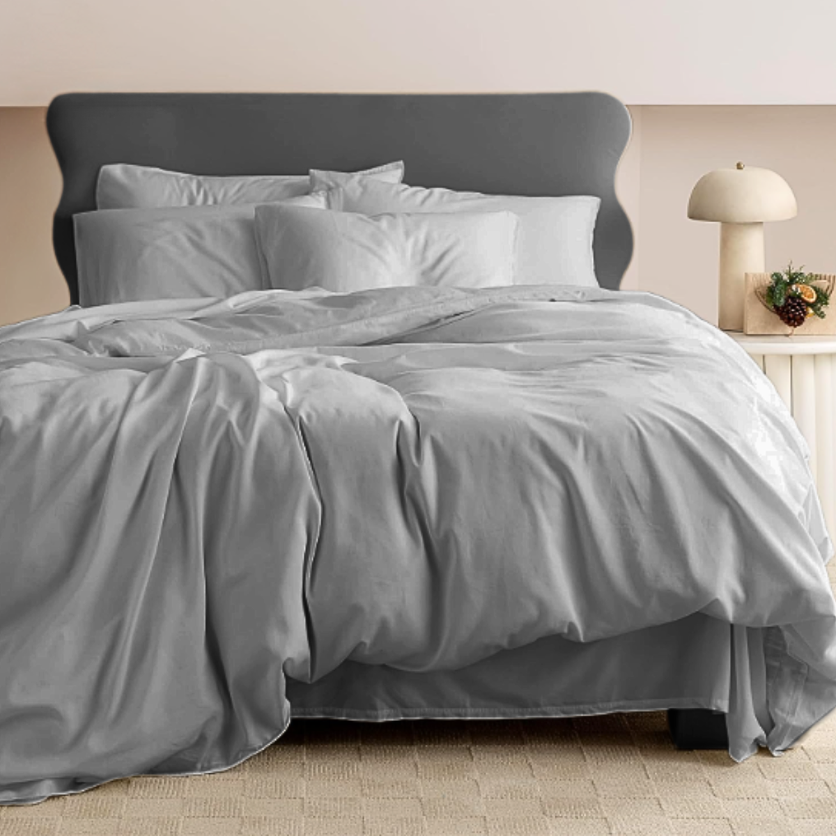 Fundas para Duvet Tencel -Fibra de Eucalipto -Micro-Lyocell  -Tamaño Matri/Queen -Color Gris