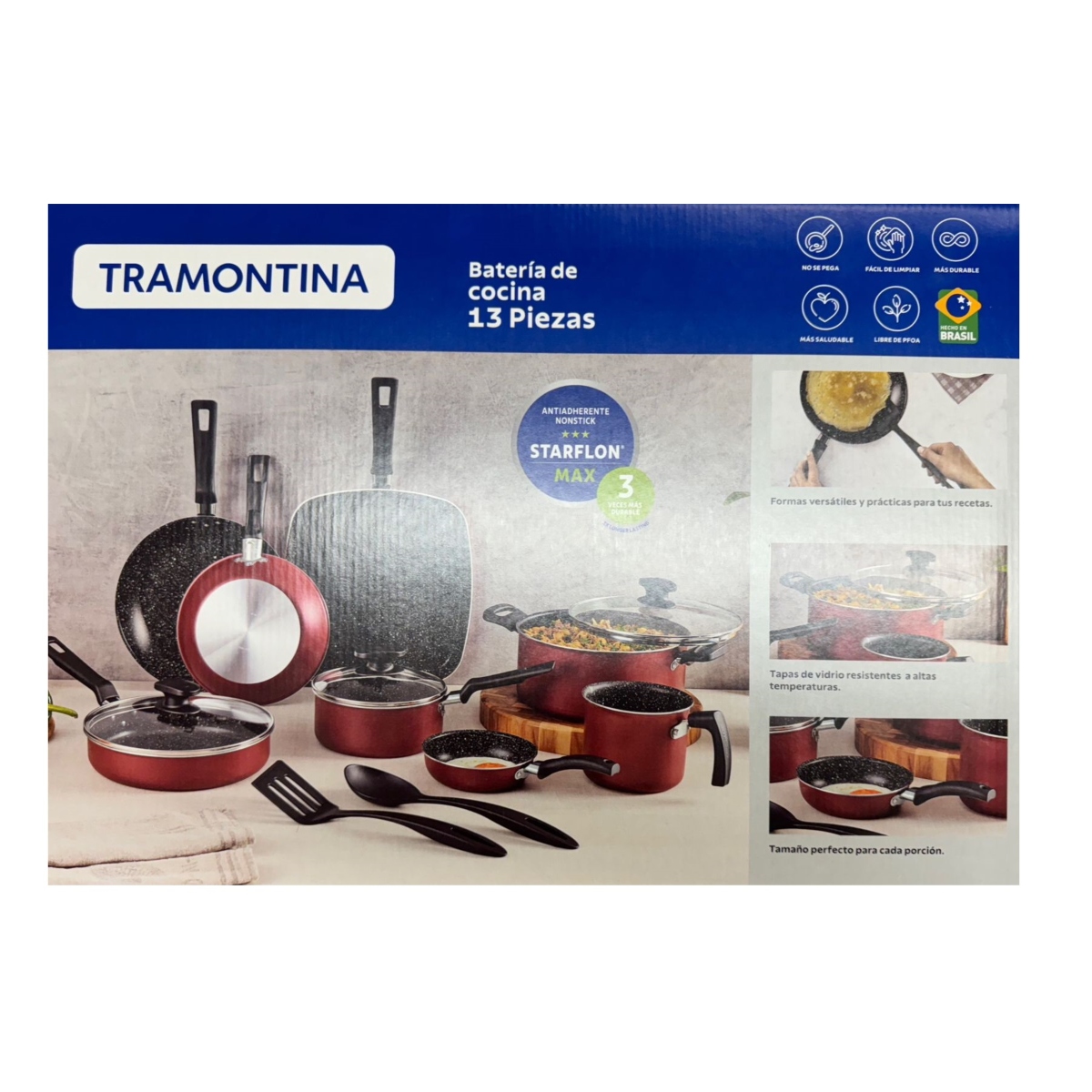 Batería de Cocina Tramontina 27899/483 13 Pzas Rojo Granito ENDY4