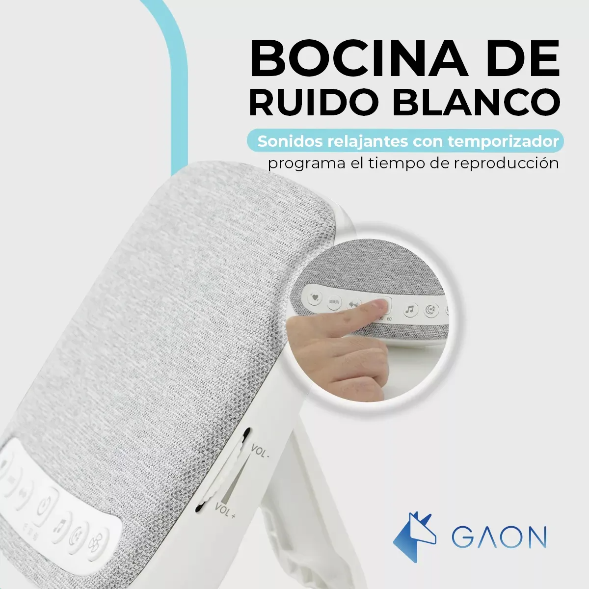 Maquina De Ruido Blanco Para Dormir Bocina Portátil Para Bebes con Ruidos de Fondo Tranquilizantes Color Gris