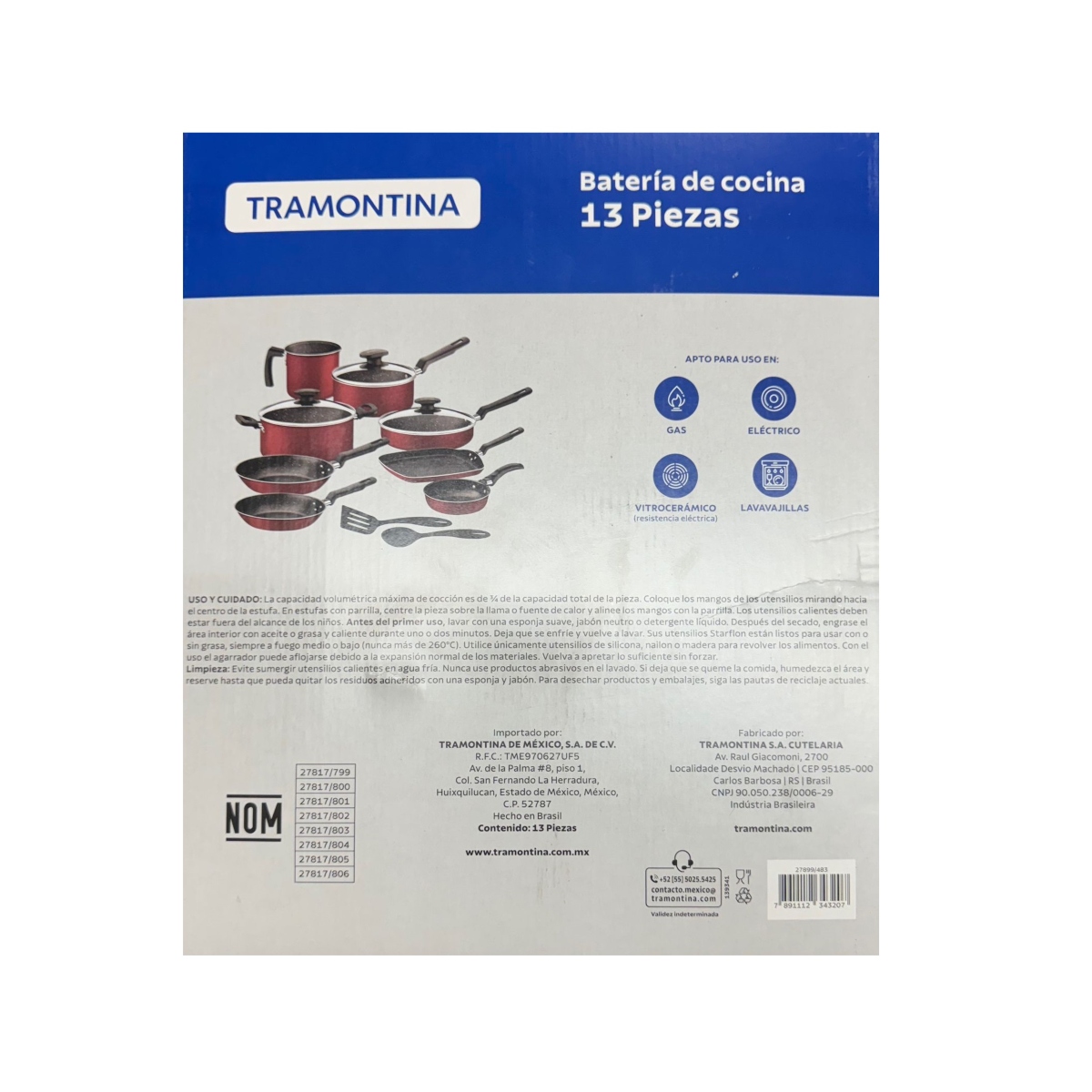 Batería de Cocina Tramontina 27899/483 13 Pzas Rojo Granito ENDY4