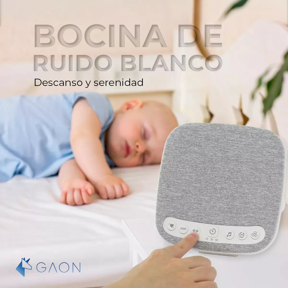 Maquina De Ruido Blanco Para Dormir Bocina Portátil Para Bebes con Ruidos de Fondo Tranquilizantes Color Gris