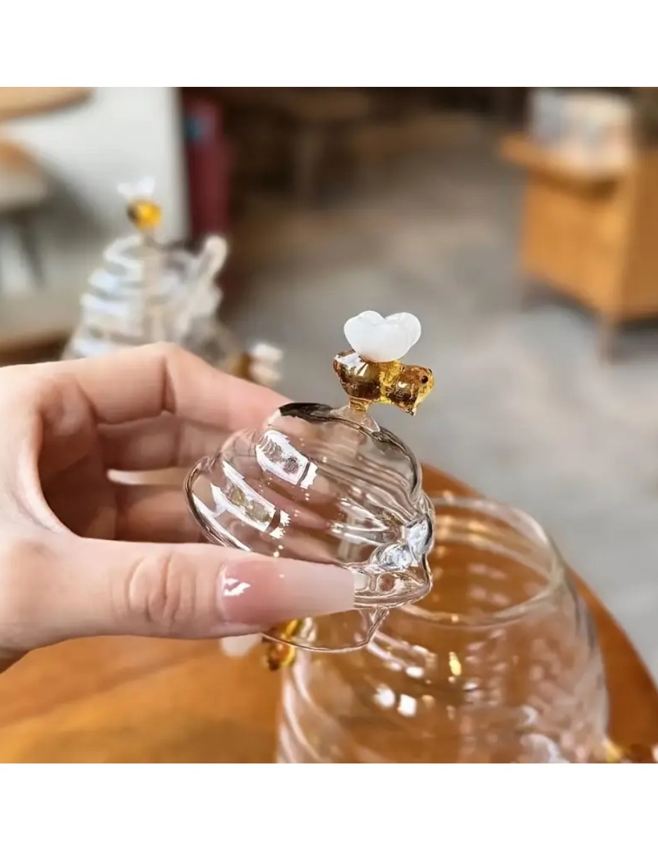 Tarro Mielero Diseño De Panal De Abejas Cristal