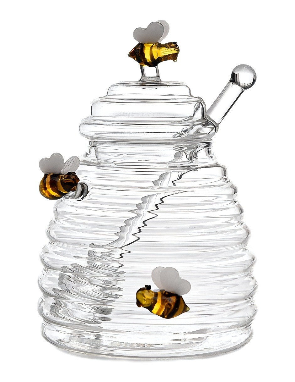 Tarro Mielero Diseño De Panal De Abejas Cristal