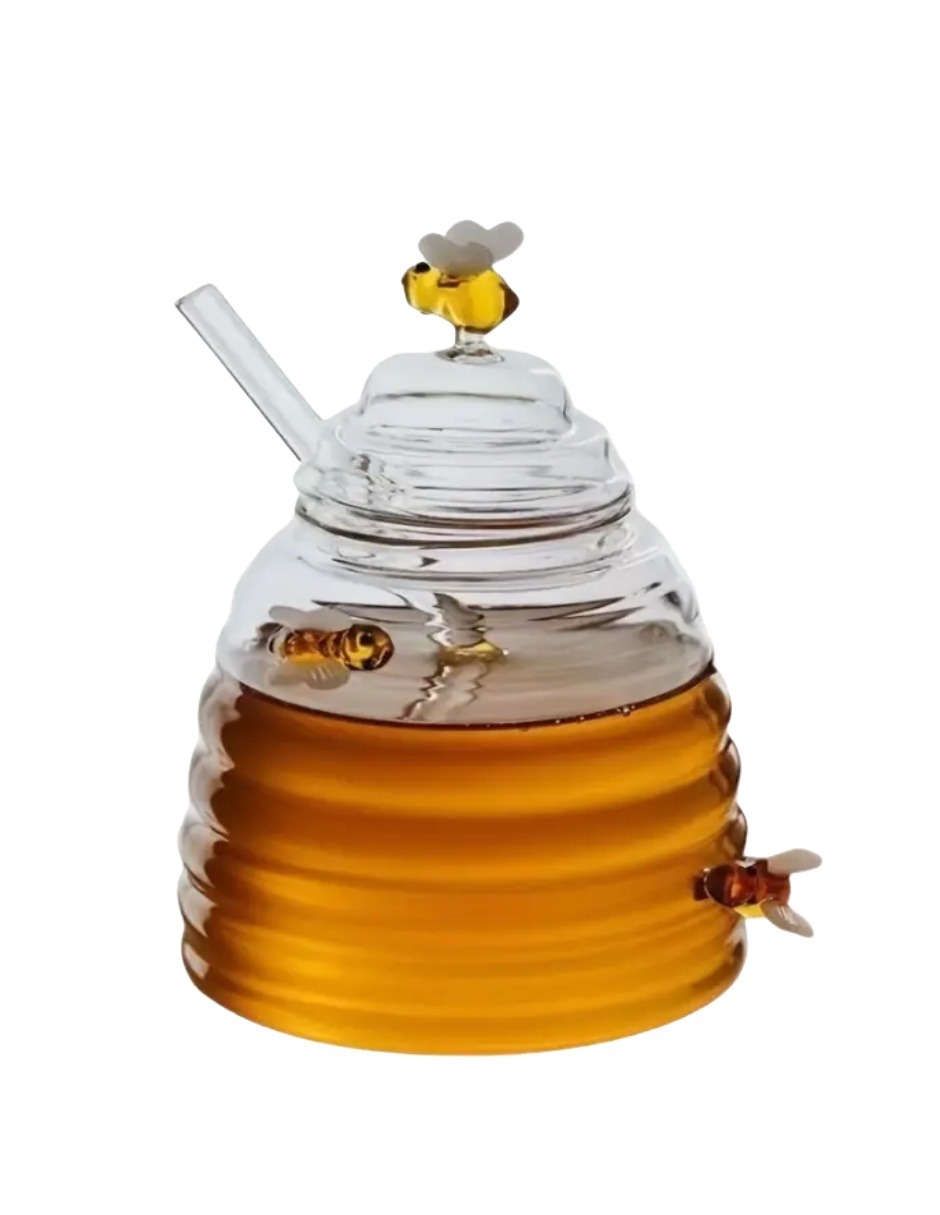Tarro Mielero Diseño De Panal De Abejas Cristal