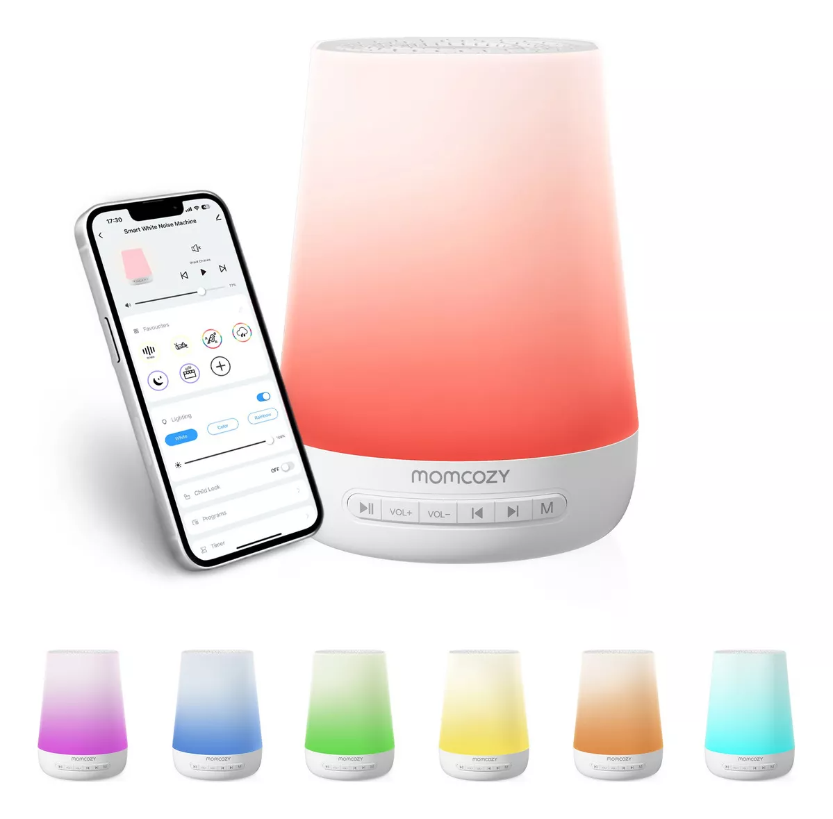 Momcozy Máquina de Sonidos Para Dormir al Bebé Adultos, 34 Sonidos para Dormir y Luz Nocturna con Control por APP Máquina de Ruidos Blancos