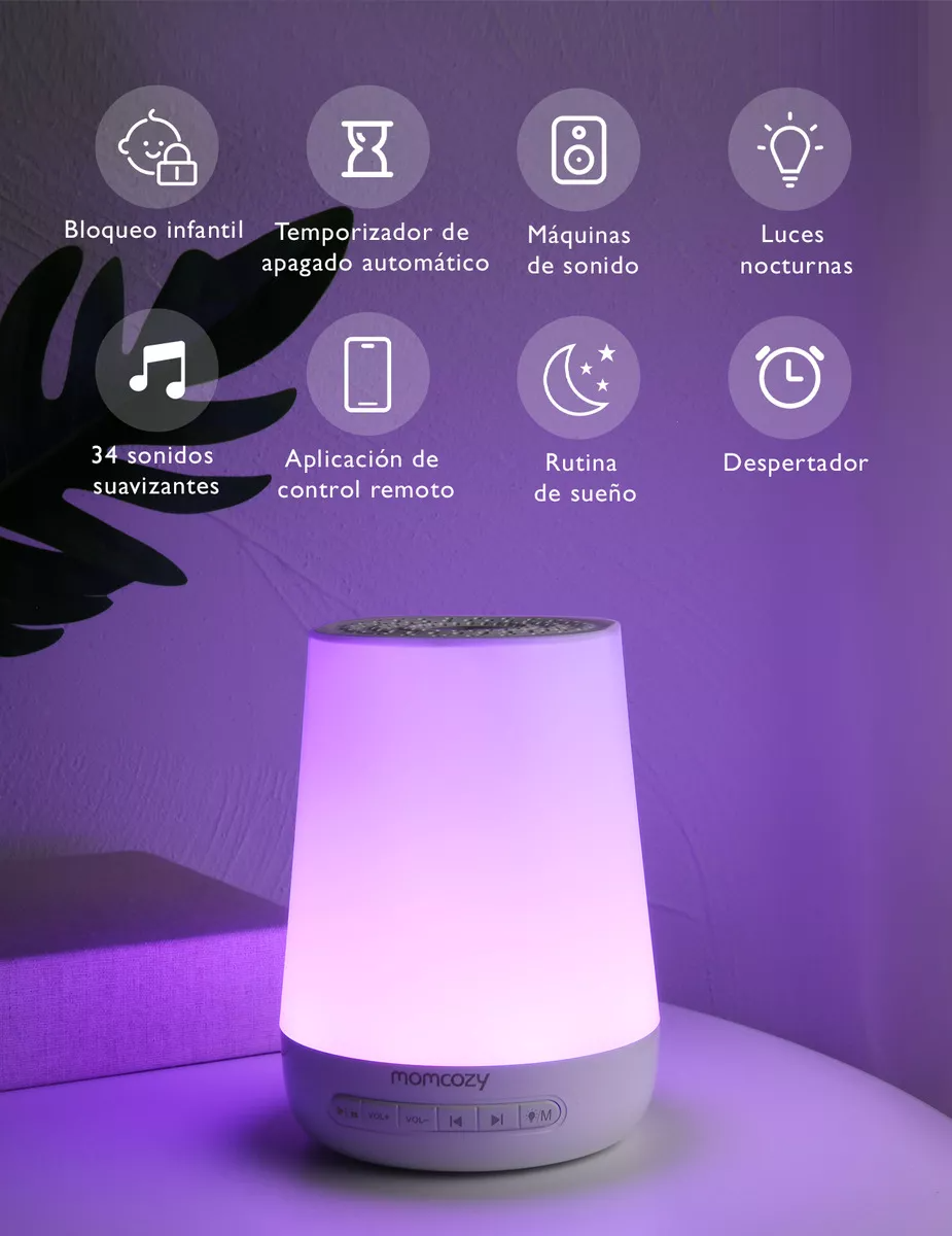 Momcozy Máquina de Sonidos Para Dormir al Bebé Adultos, 34 Sonidos para Dormir y Luz Nocturna con Control por APP Máquina de Ruidos Blancos