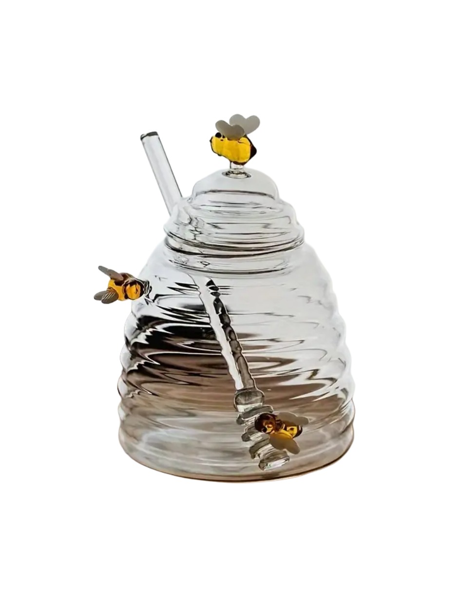 Tarro Mielero Diseño De Panal De Abejas Cristal