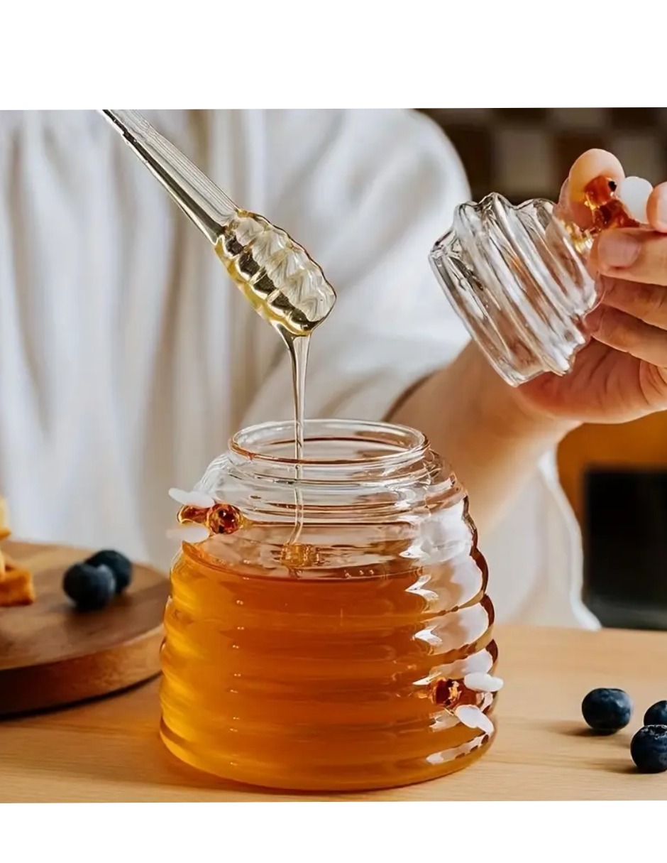 Tarro Mielero Diseño De Panal De Abejas Cristal