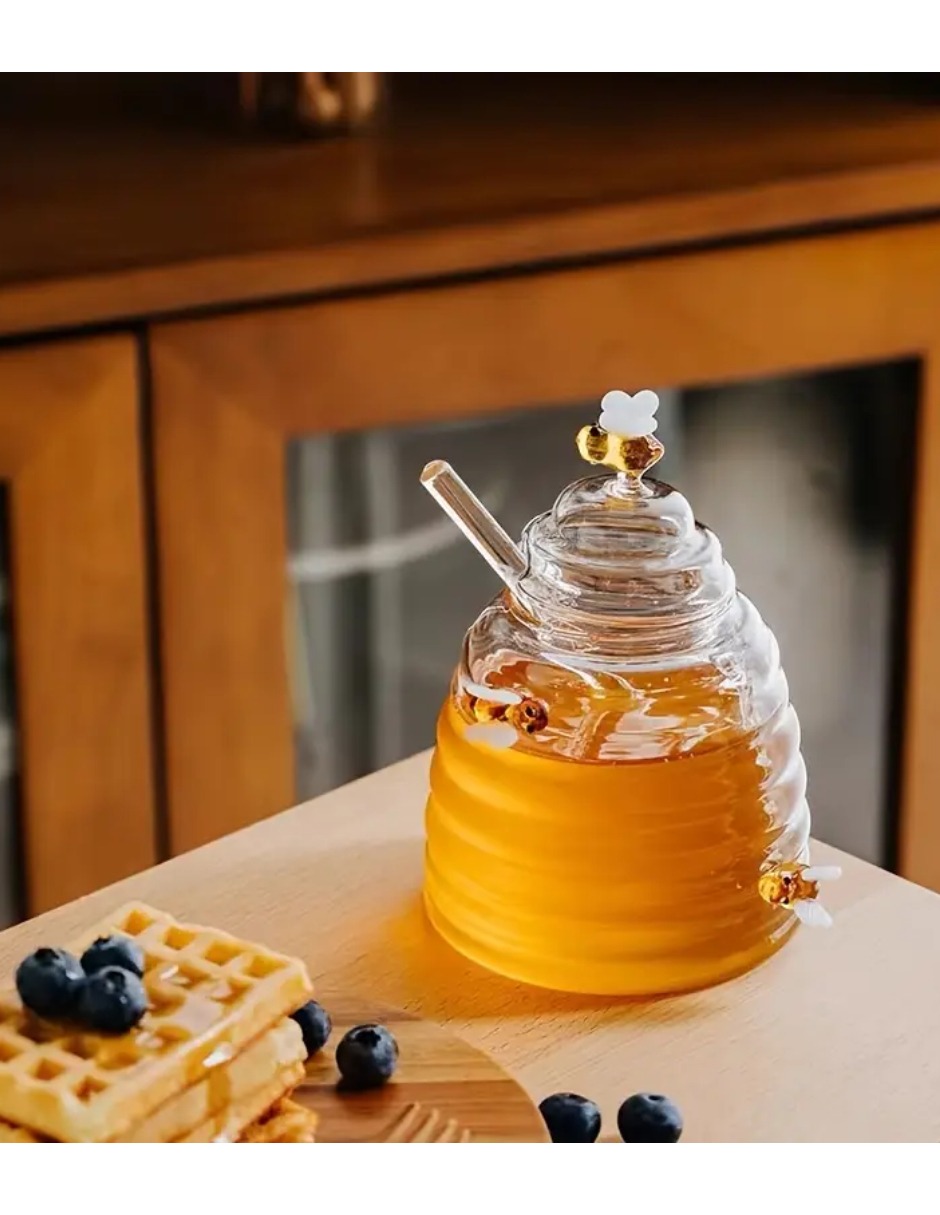 Tarro Mielero Diseño De Panal De Abejas Cristal