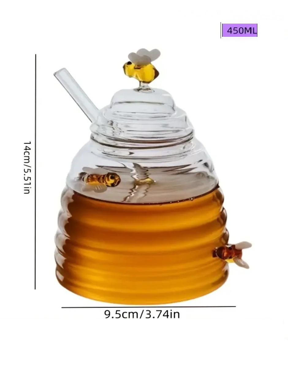 Tarro Mielero Diseño De Panal De Abejas Cristal