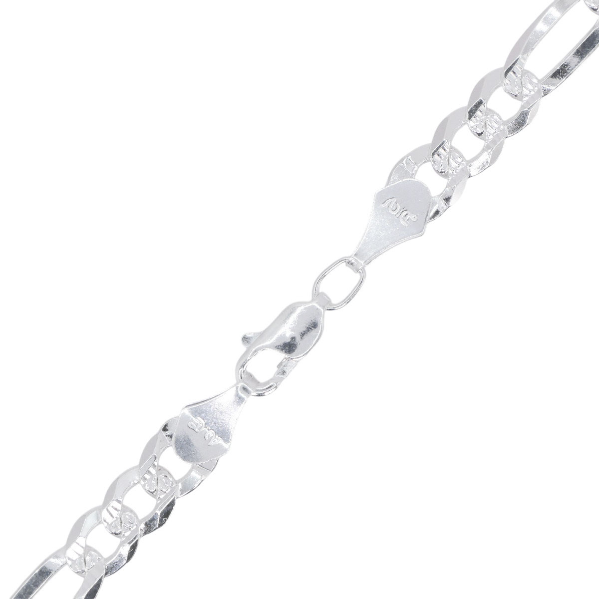 Cadena Figaro Plata .925 Hombre Diamantada 
