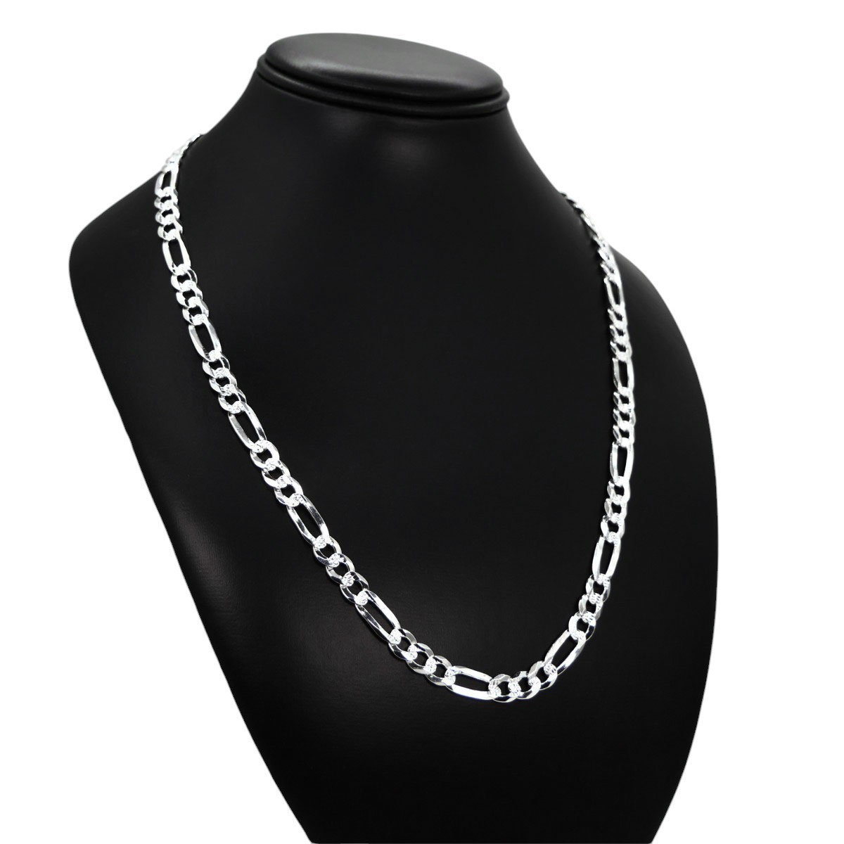 Cadena Figaro Plata .925 Hombre Diamantada 