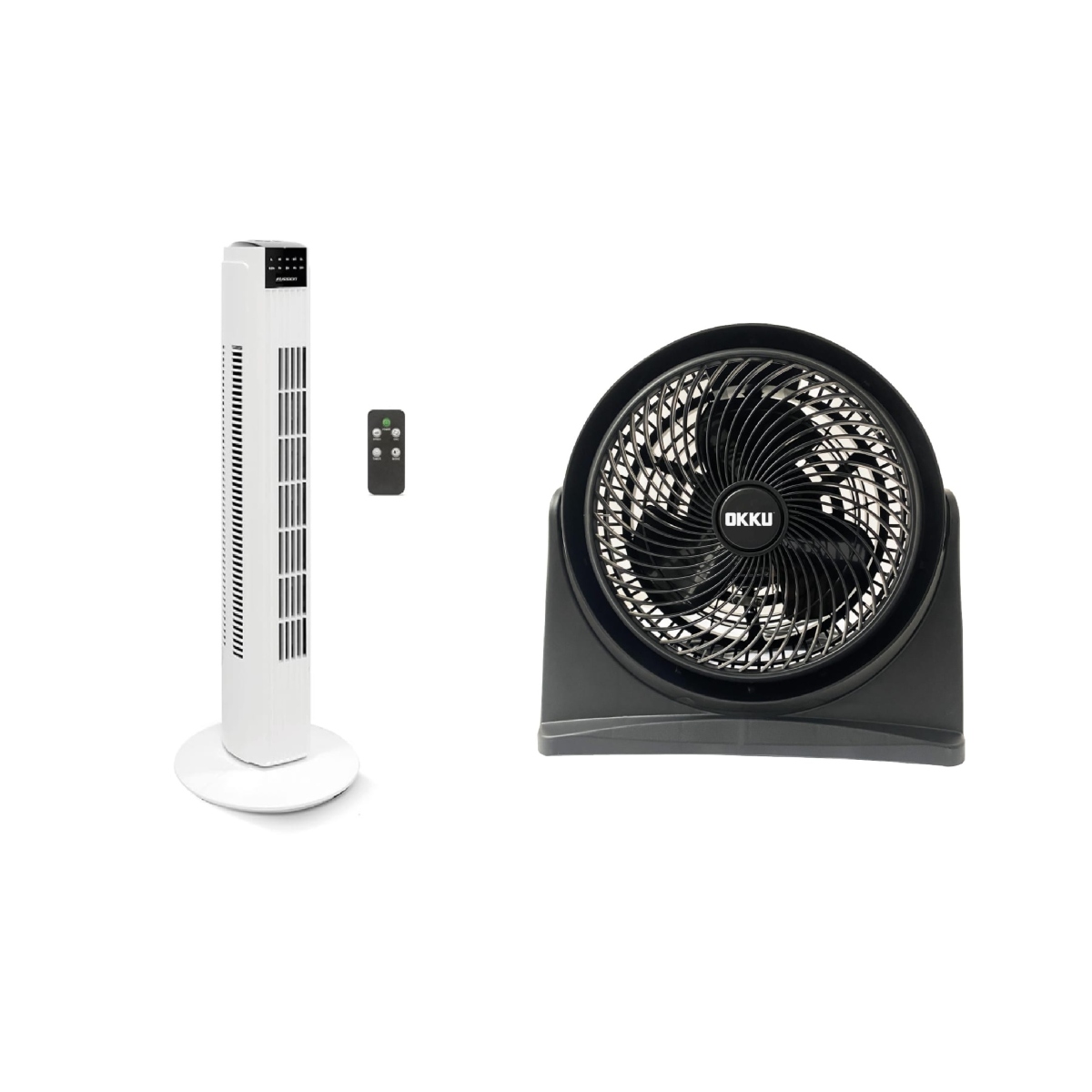 Paquete Fussion Ventilador de Torre 32" Blanco + Ventilador de Escritorio 9" Multicolor ENDY8