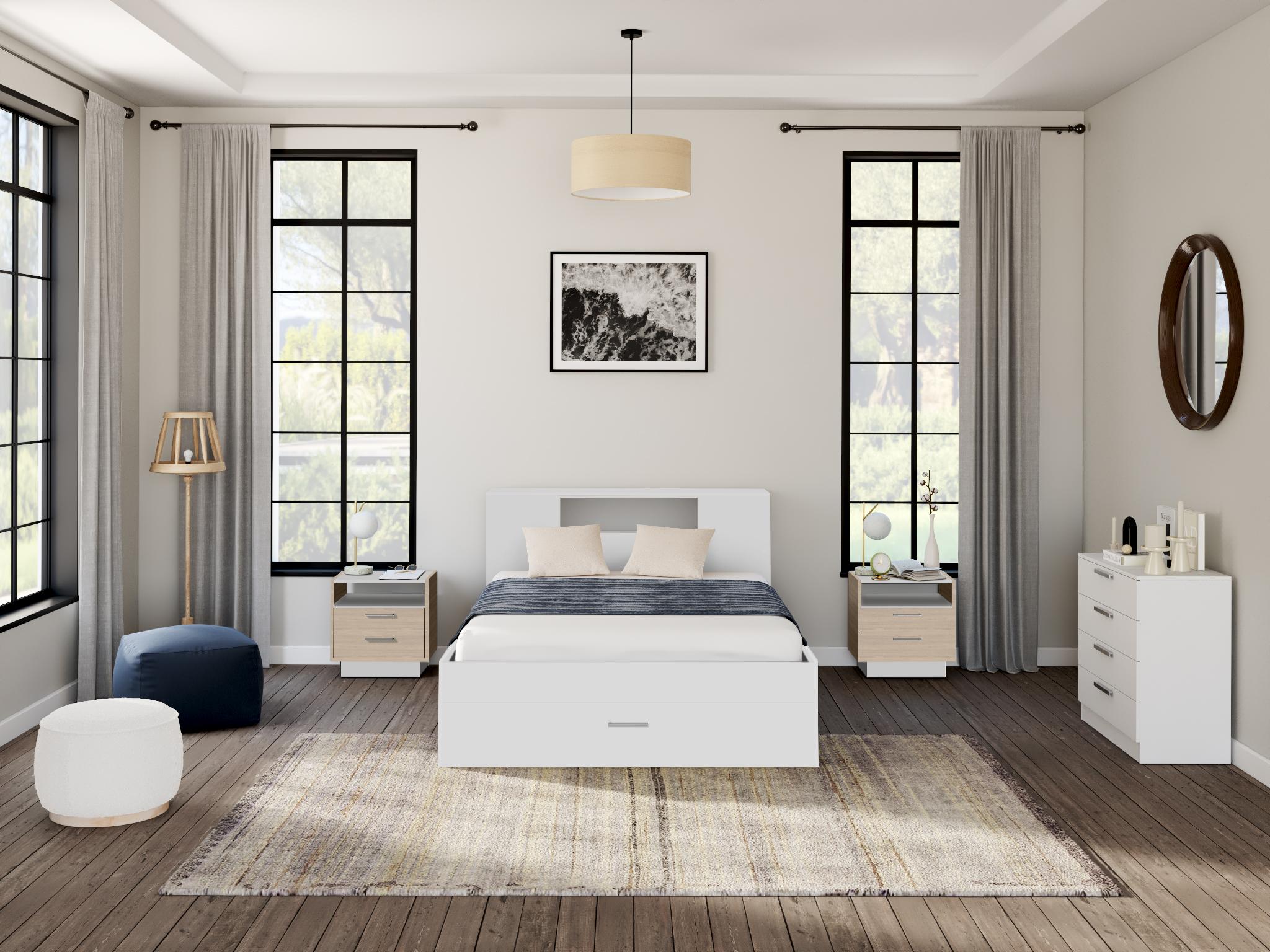 Cama Queen con Cabecera  Blanca