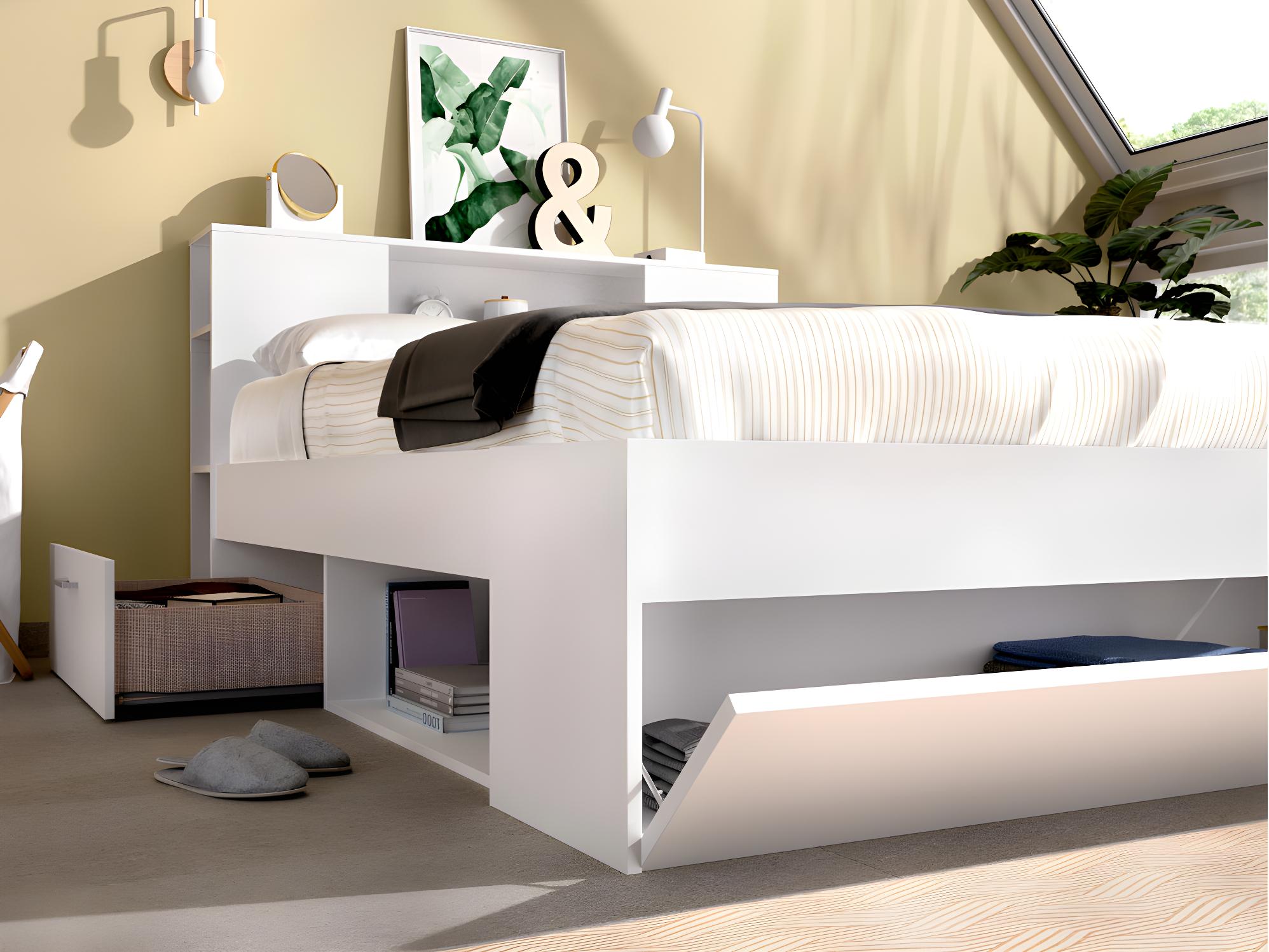 Cama Queen con Cabecera  Blanca