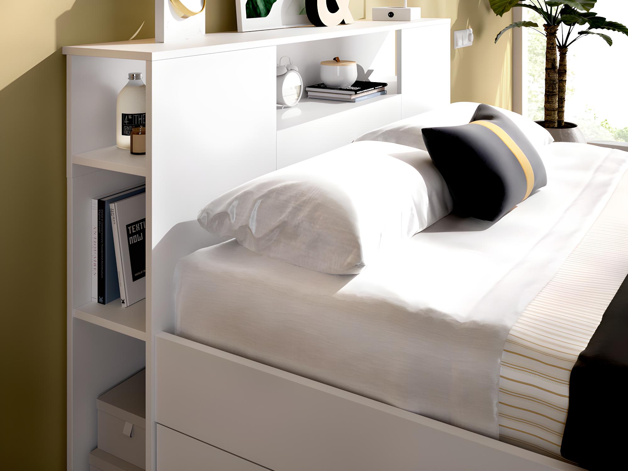 Cama Queen con Cabecera  Blanca