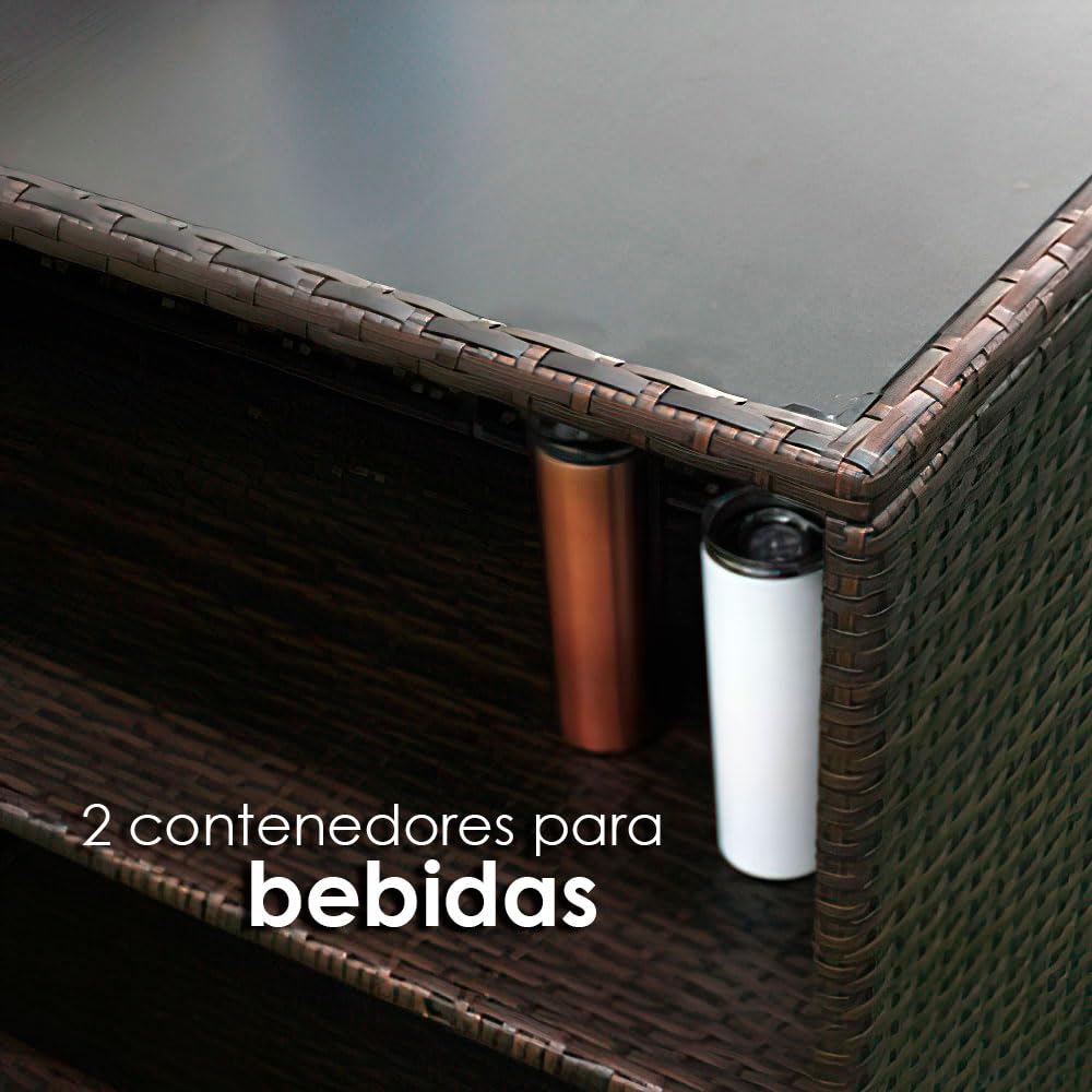 Juego de bar 3 piezas cantina de mimbre de ratán para jardín una mesa y 2 taburetes