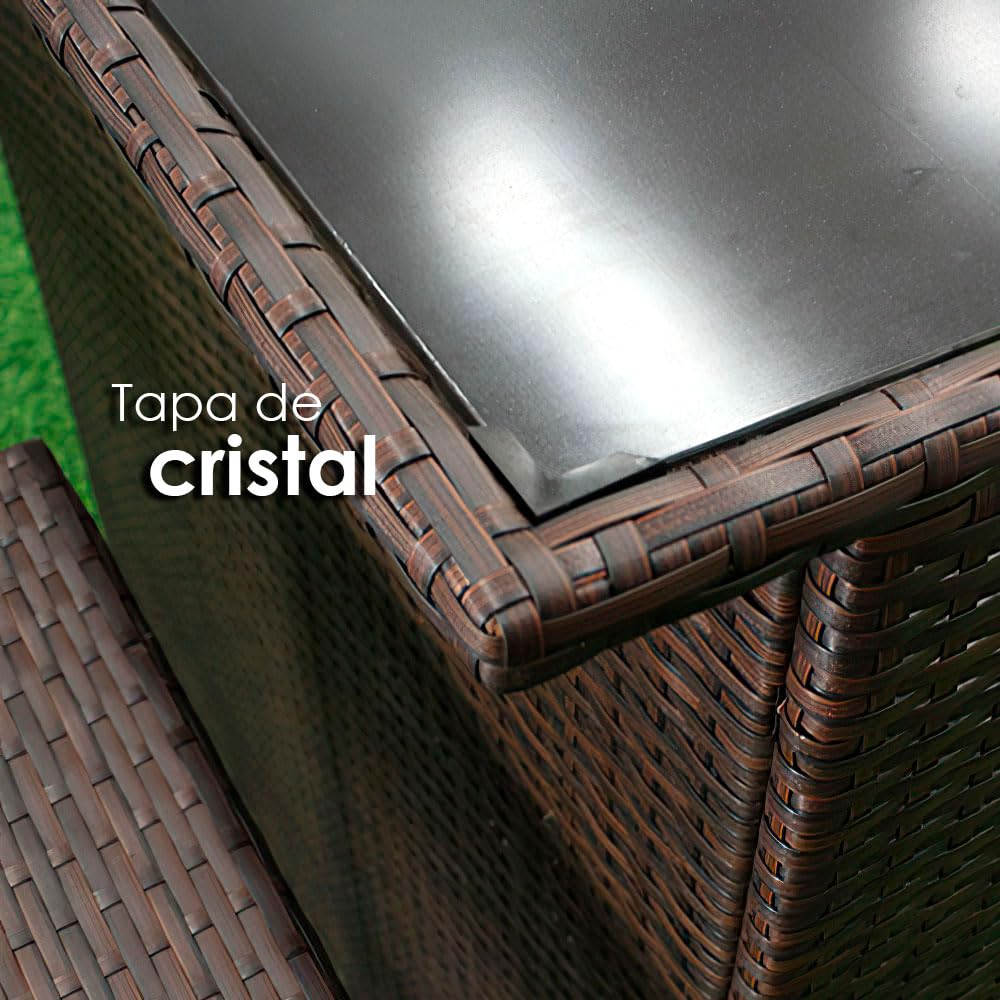 Juego de bar 3 piezas cantina de mimbre de ratán para jardín una mesa y 2 taburetes