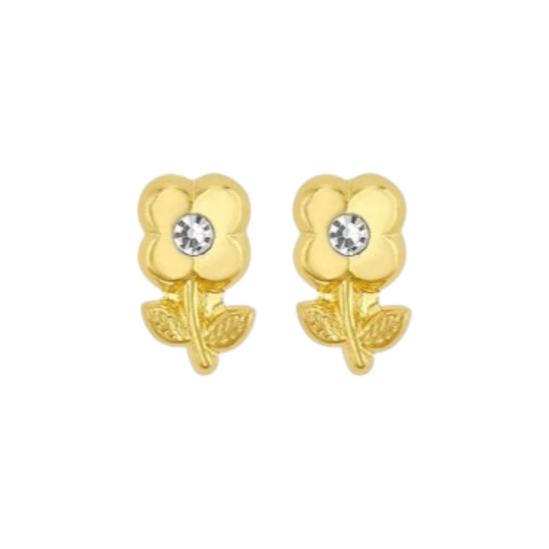 Broquel Flor 4 Petalos En Oro De 10 K + Obsequio.