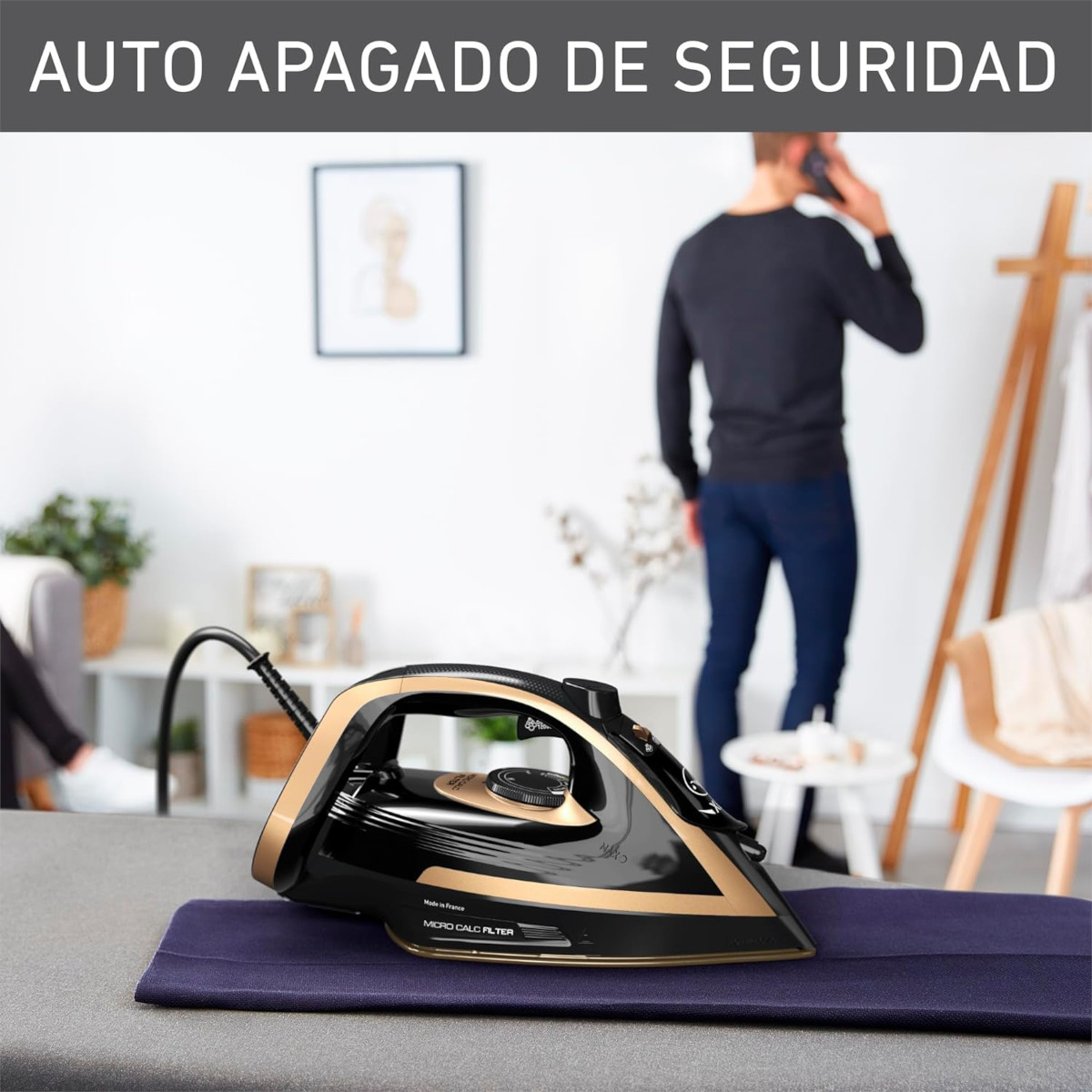 Plancha Vapor T-Fal PureGliss FV8064 5Niveles 1800W Durilium