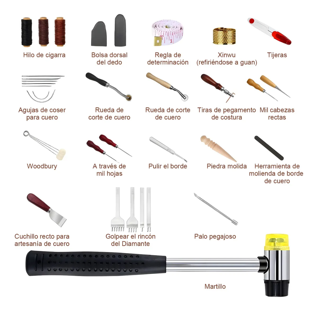 Kit De Herramientas Para Mano Diy Artesanía De Cuero 33 Pzs