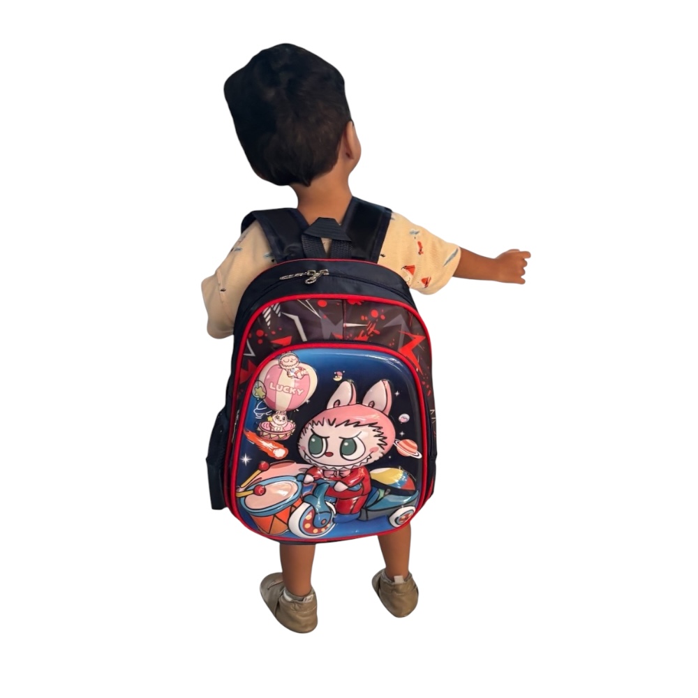 Mochila escolar infantil color azul marino de Labubu