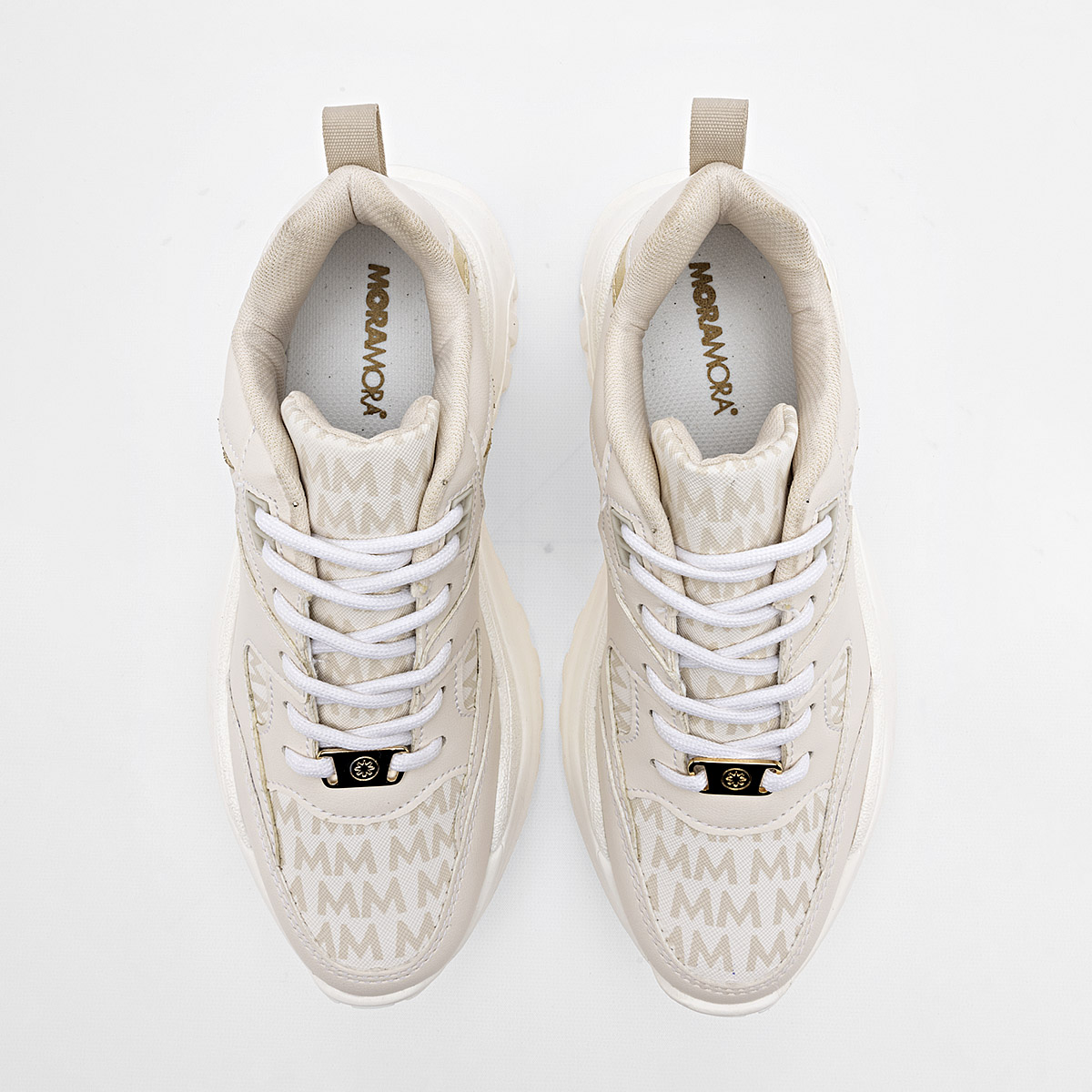 MORAMORA KIMIA MUJER TENIS CASUAL PLATAFORMA 6 CM COLOR BEIGE ORO
