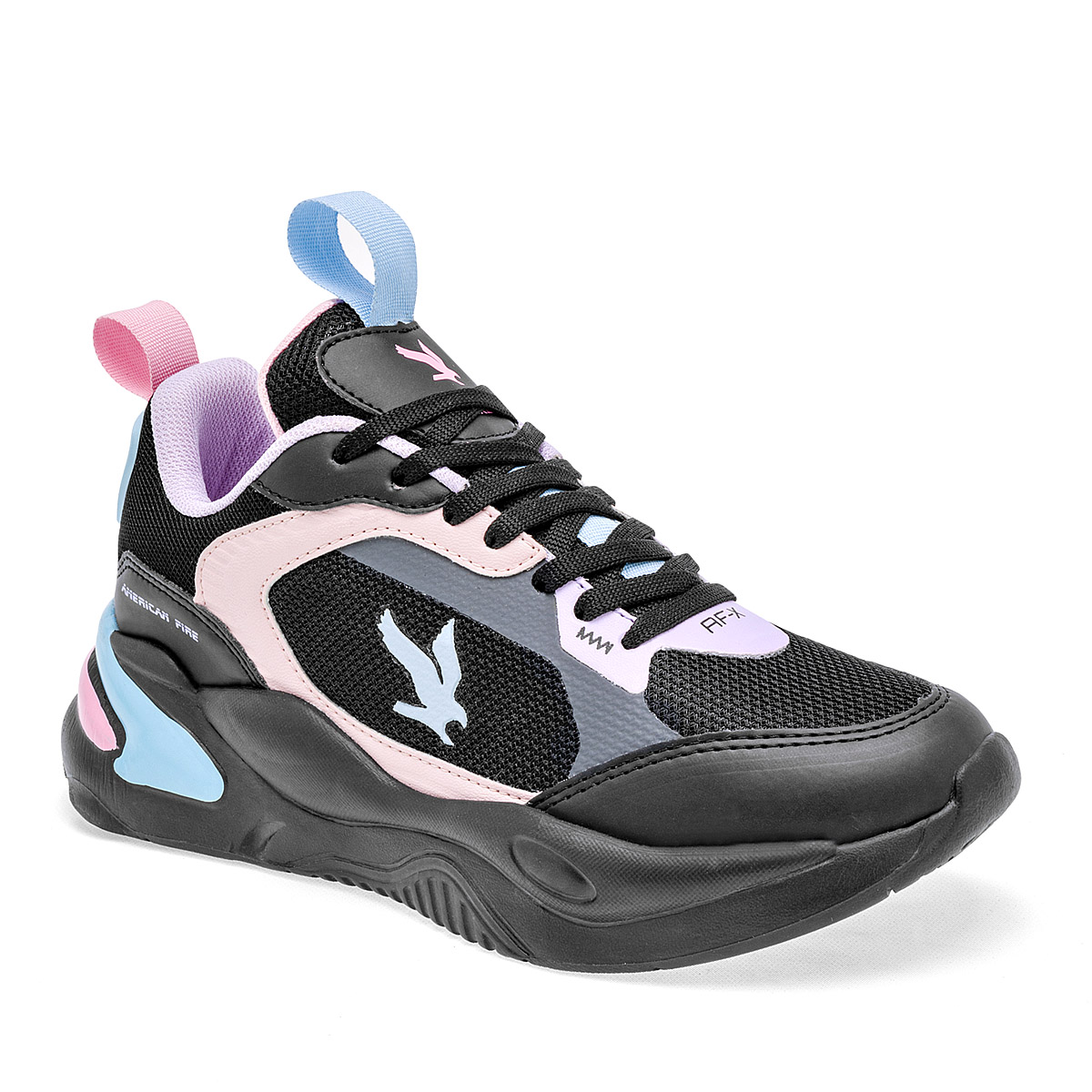 AMERICAN FIRE A69 MUJER TENIS CASUAL PLATAFORMA 4 CM COLOR NEGRO ROSA LILA