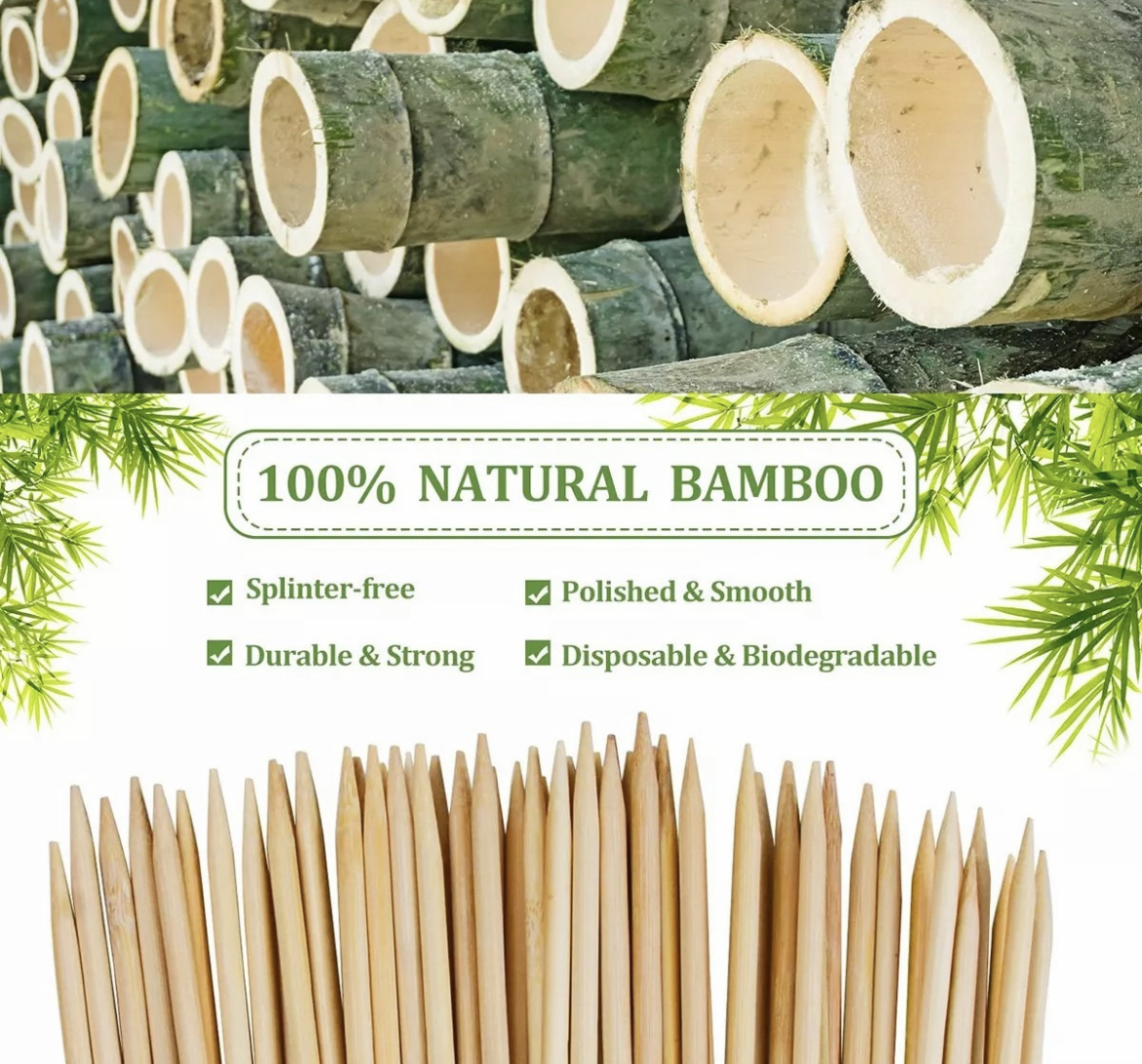 500 Piezas Brochetas De Bambu 30cm Palitos De Madera