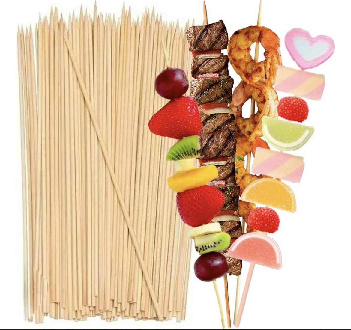 500 Piezas Brochetas De Bambu 30cm Palitos De Madera