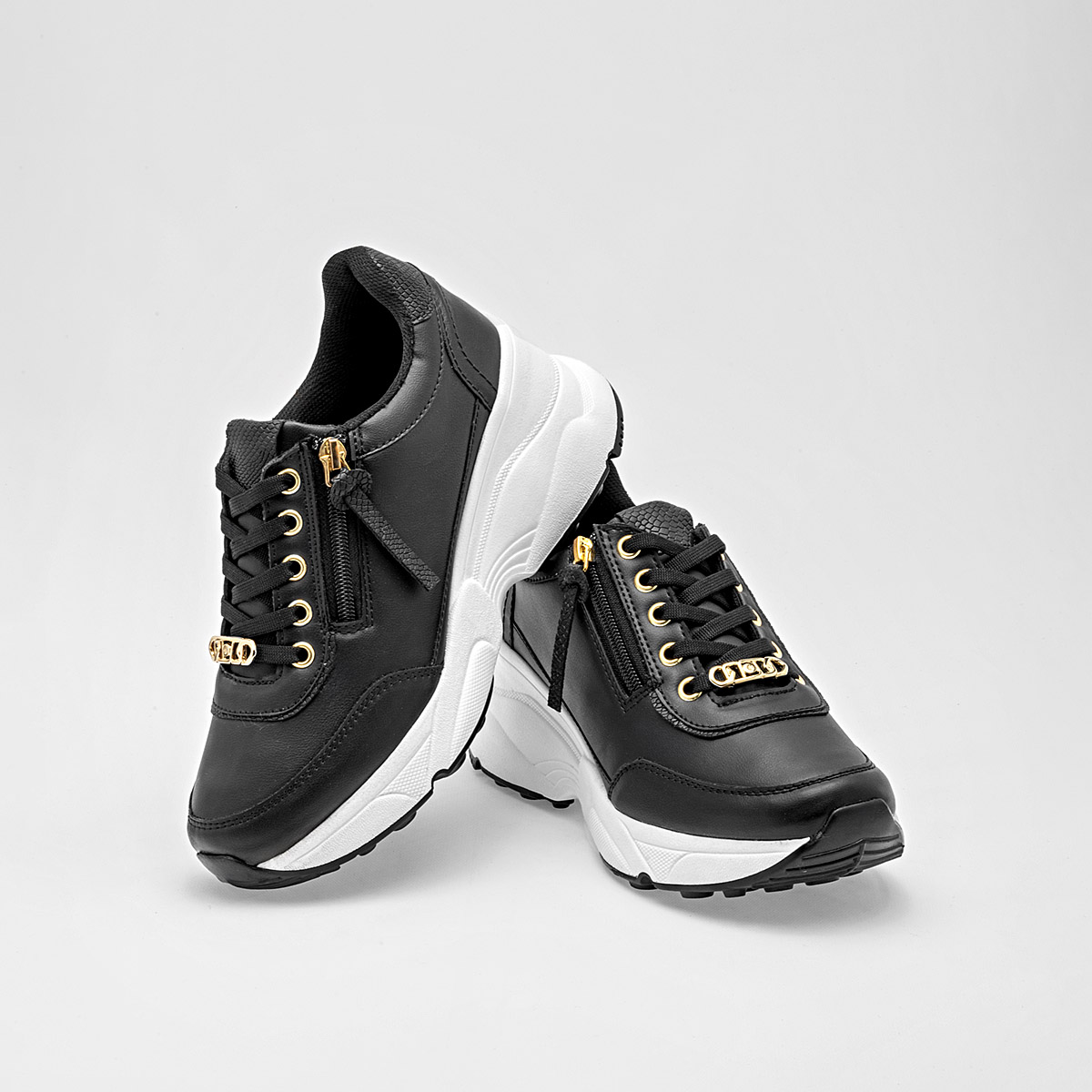 MORAMORA BRENDA MUJER TENIS CASUAL PLATAFORMA 6 CM COLOR NEGRO