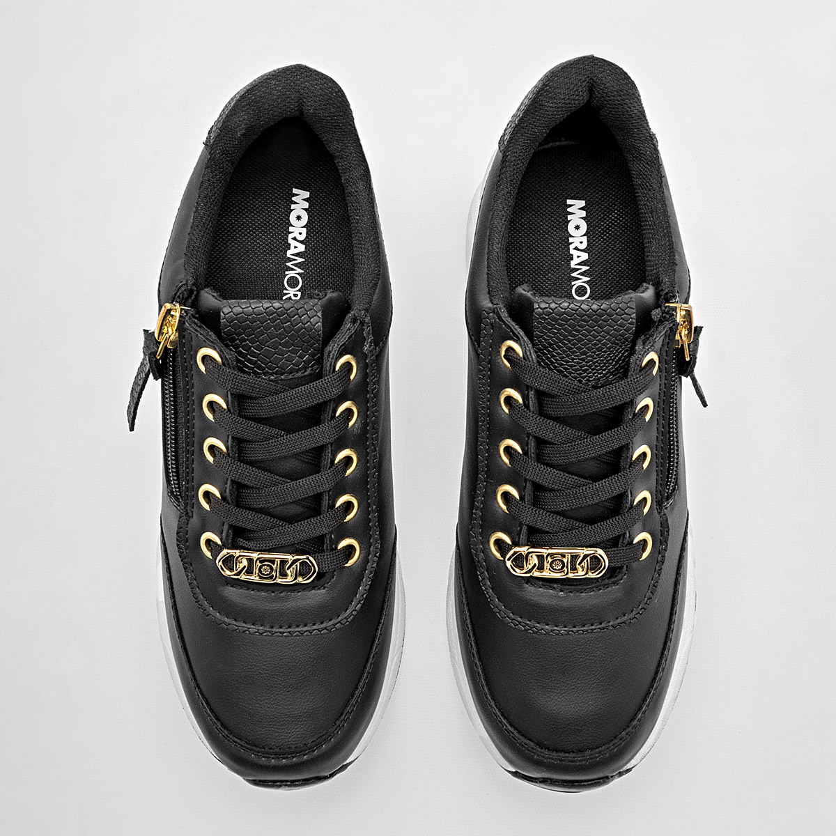 MORAMORA BRENDA MUJER TENIS CASUAL PLATAFORMA 6 CM COLOR NEGRO