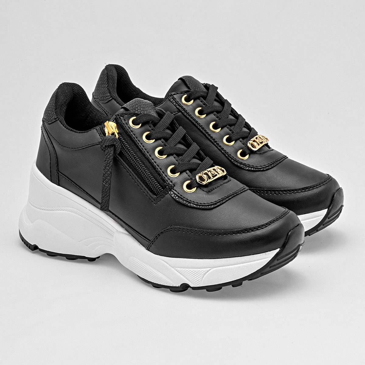 MORAMORA BRENDA MUJER TENIS CASUAL PLATAFORMA 6 CM COLOR NEGRO