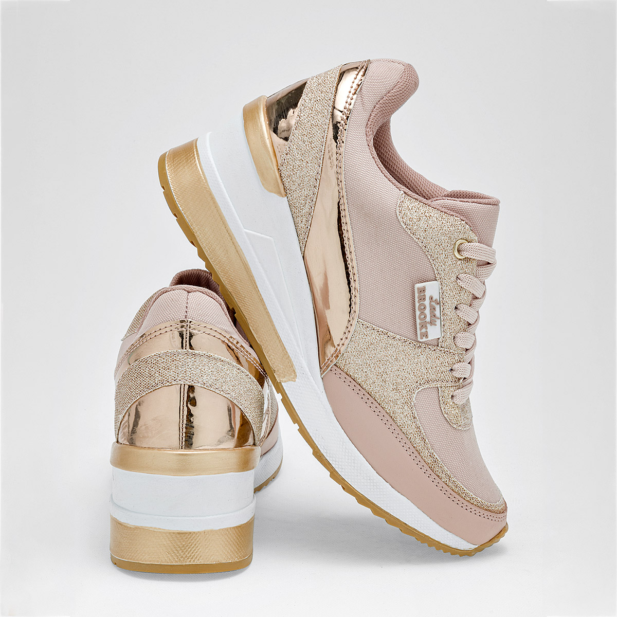 SUGO 1700 MUJER TENIS CASUAL PLATAFORMA 5 CM COLOR MAQUILLAJE ORO ROSA