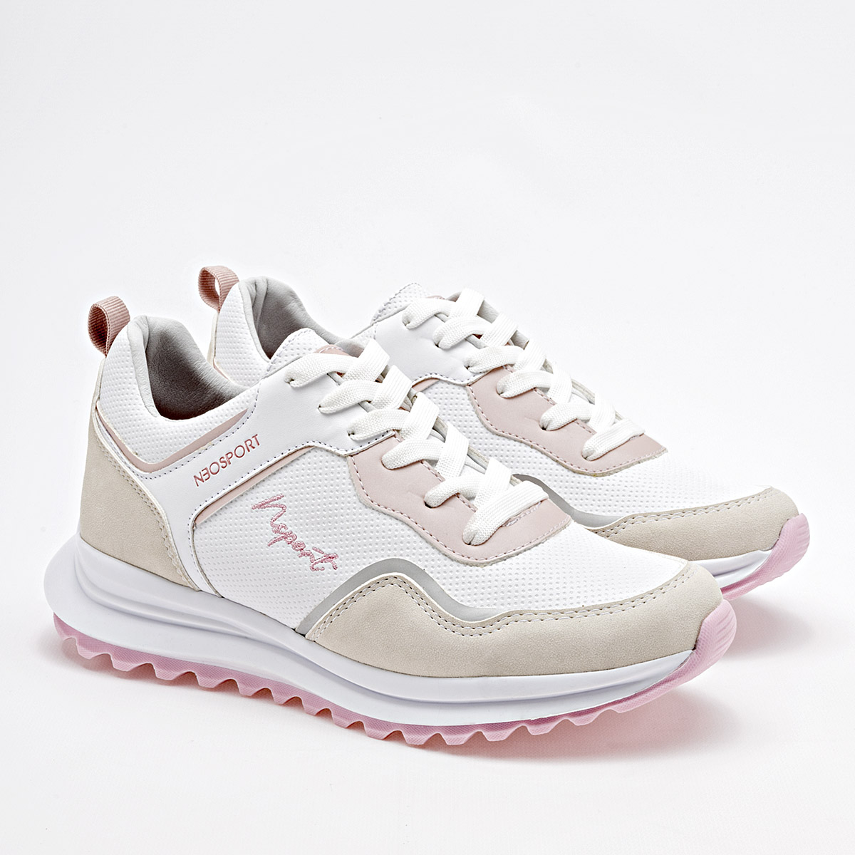 NEOSPORT 132668 MUJER TENIS CASUAL COLOR BLANCO BEIGE ROSA