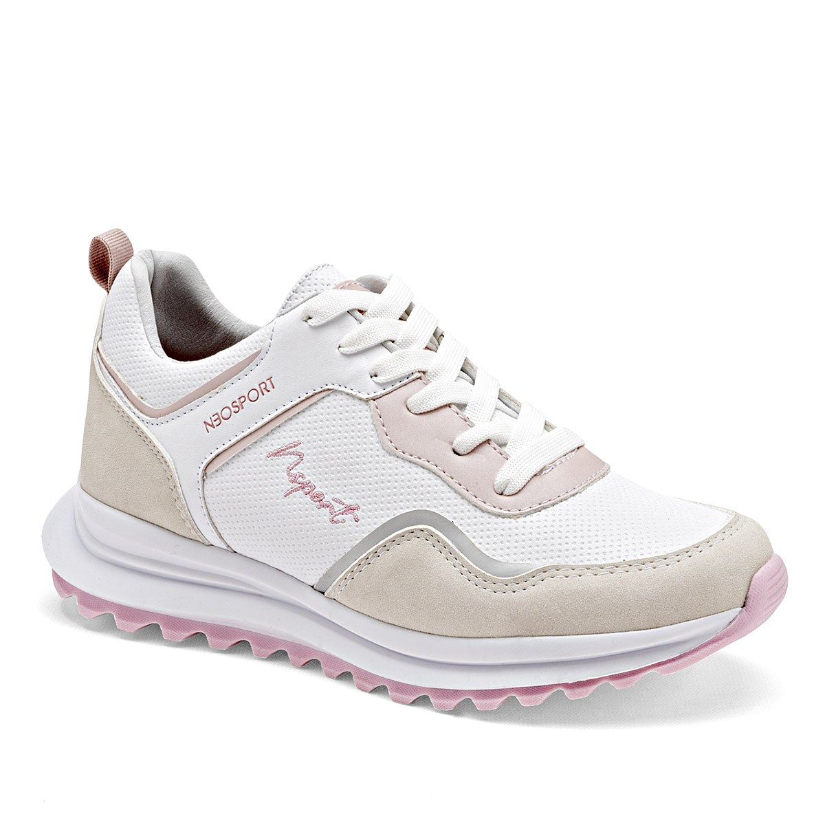 NEOSPORT 132668 MUJER TENIS CASUAL COLOR BLANCO BEIGE ROSA