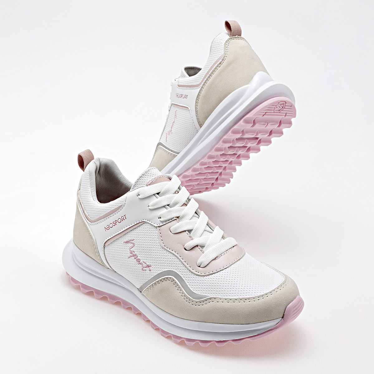 NEOSPORT 132668 MUJER TENIS CASUAL COLOR BLANCO BEIGE ROSA