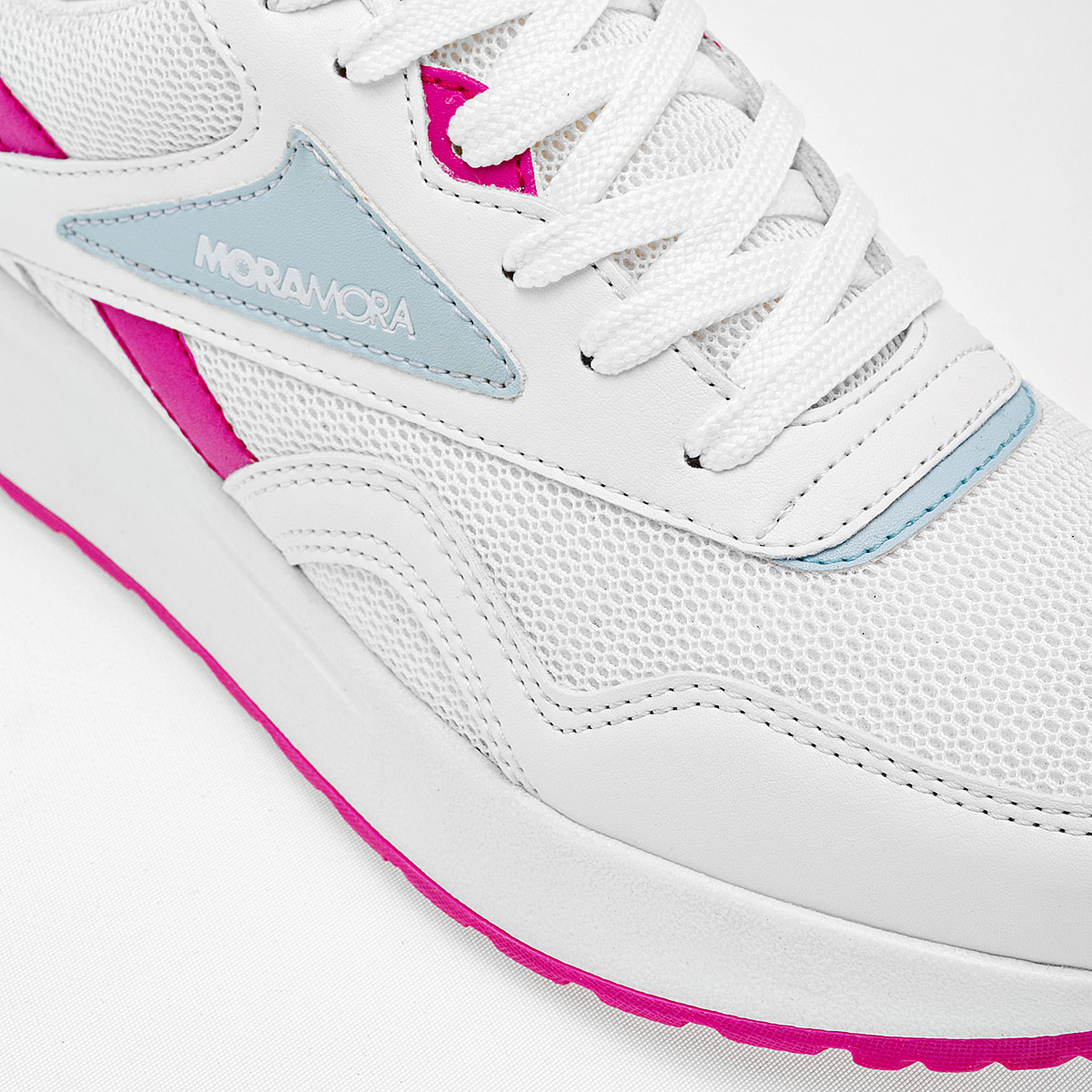 MORAMORA LULA  MUJER TENIS CASUAL COLOR BLANCO FIUSHA AZUL
