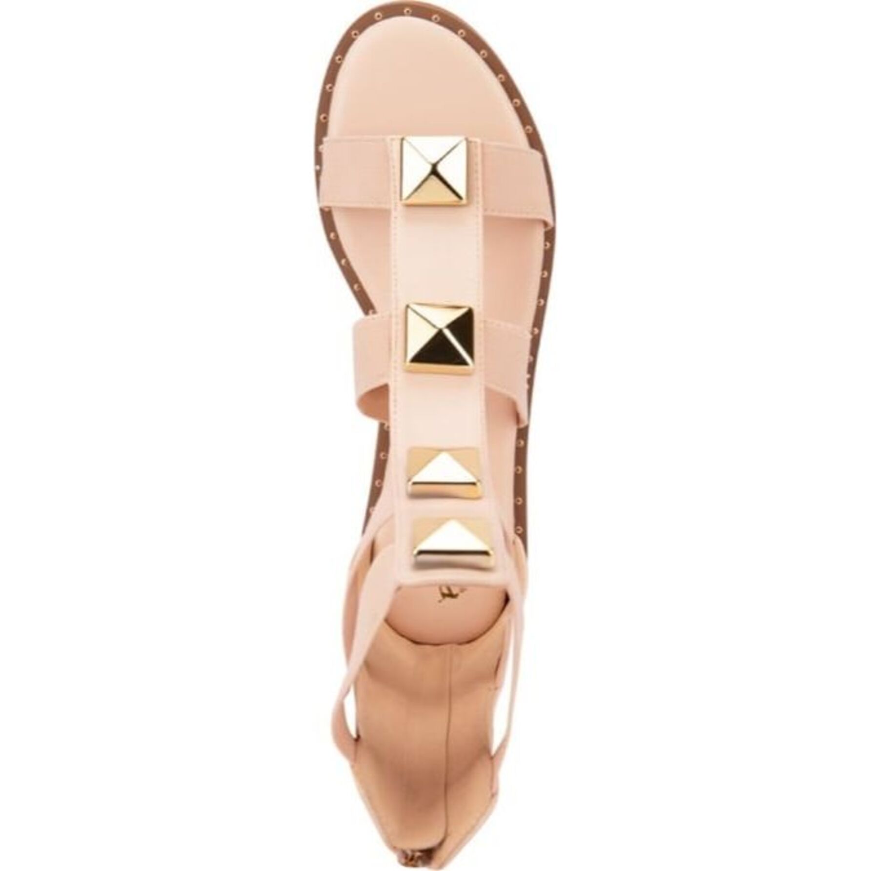 Sandalia para mujer, tipo gladiador, con estilo romano, estoperoles y acabado napa, marca PBPS, color beige, mod. 1191785