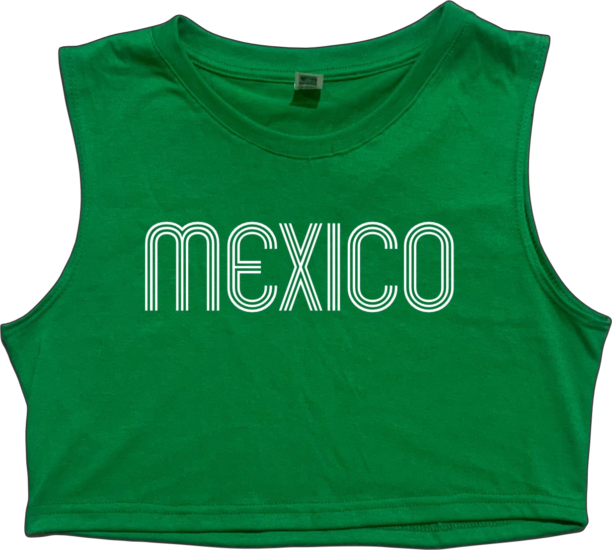 Top Tank de Dama Playera Mexico Ombliguera 15 De Septiembre Independencia Estampado Letras sin manga crop top Corte Slim Fit reducido