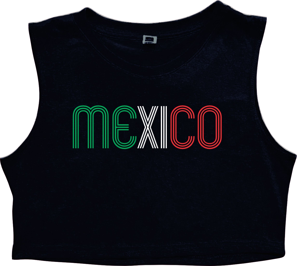 Top Tank de Dama Playera Mexico Ombliguera 15 De Septiembre Independencia Estampado Letras sin manga crop top Corte Slim Fit reducido
