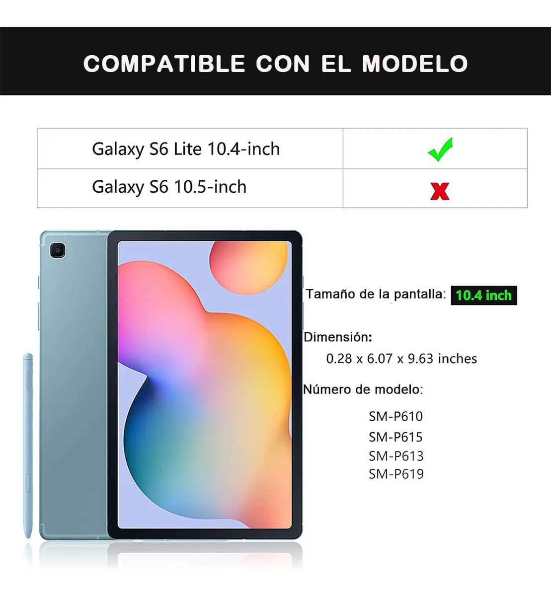 Funda Teclado Ratón Para Galaxy Tab S S6 Lite Sm-p610 10.4