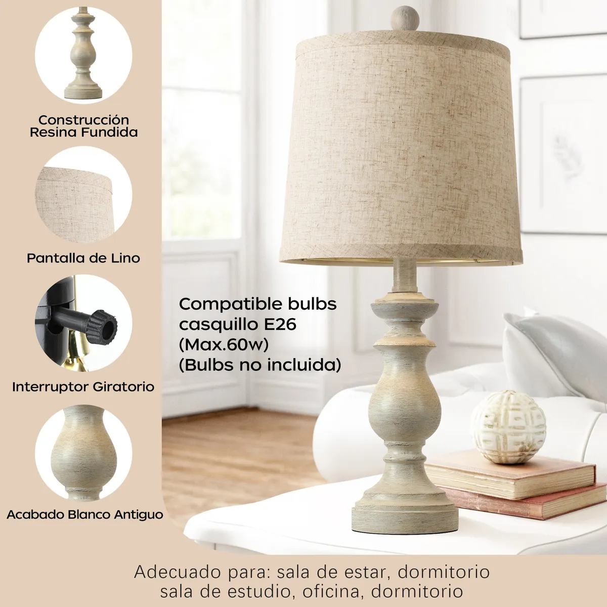 Lámparas De Mesa De Buró, Lámparas De Noche Para Dormitorio.